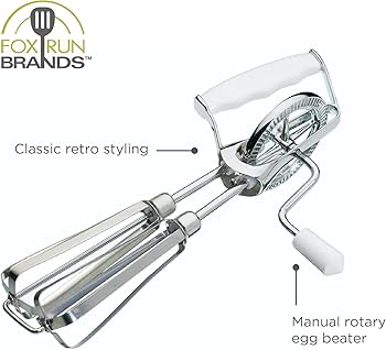 Amazon.com: Fox Run Stainless Steel Manual Hand Mixer, White Retro